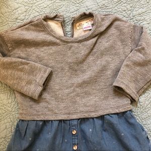 Zara Grey Jersey + Denim Toddler Girls Tunic